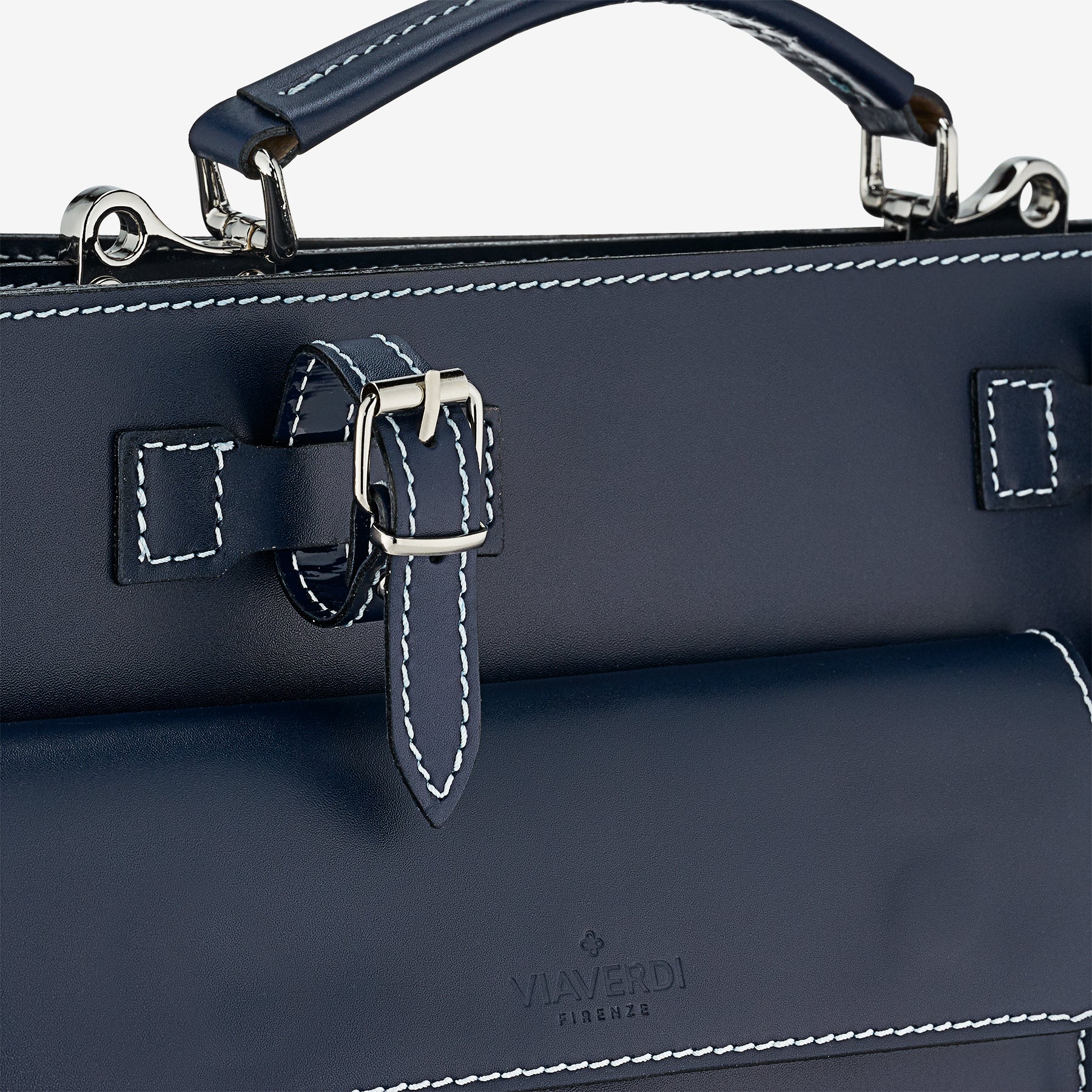 Borsa da Lavoro in Pelle Blu VIAVERDI Made in Italy - Porta Ombrelli e Pc 15.6 - Image 5