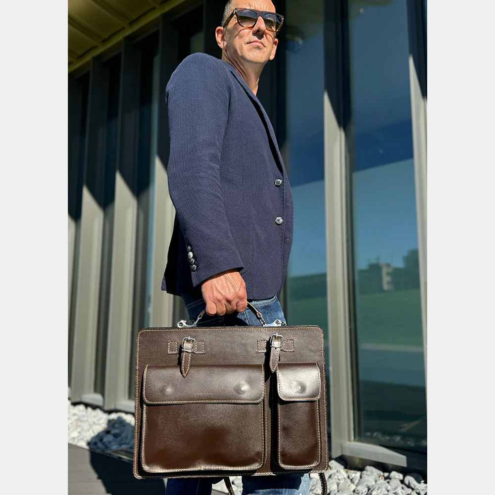 Borsa da Lavoro in Pelle Nera VIAVERDI Made in Italy - Porta Ombrelli e Pc 15.6 - Image 10