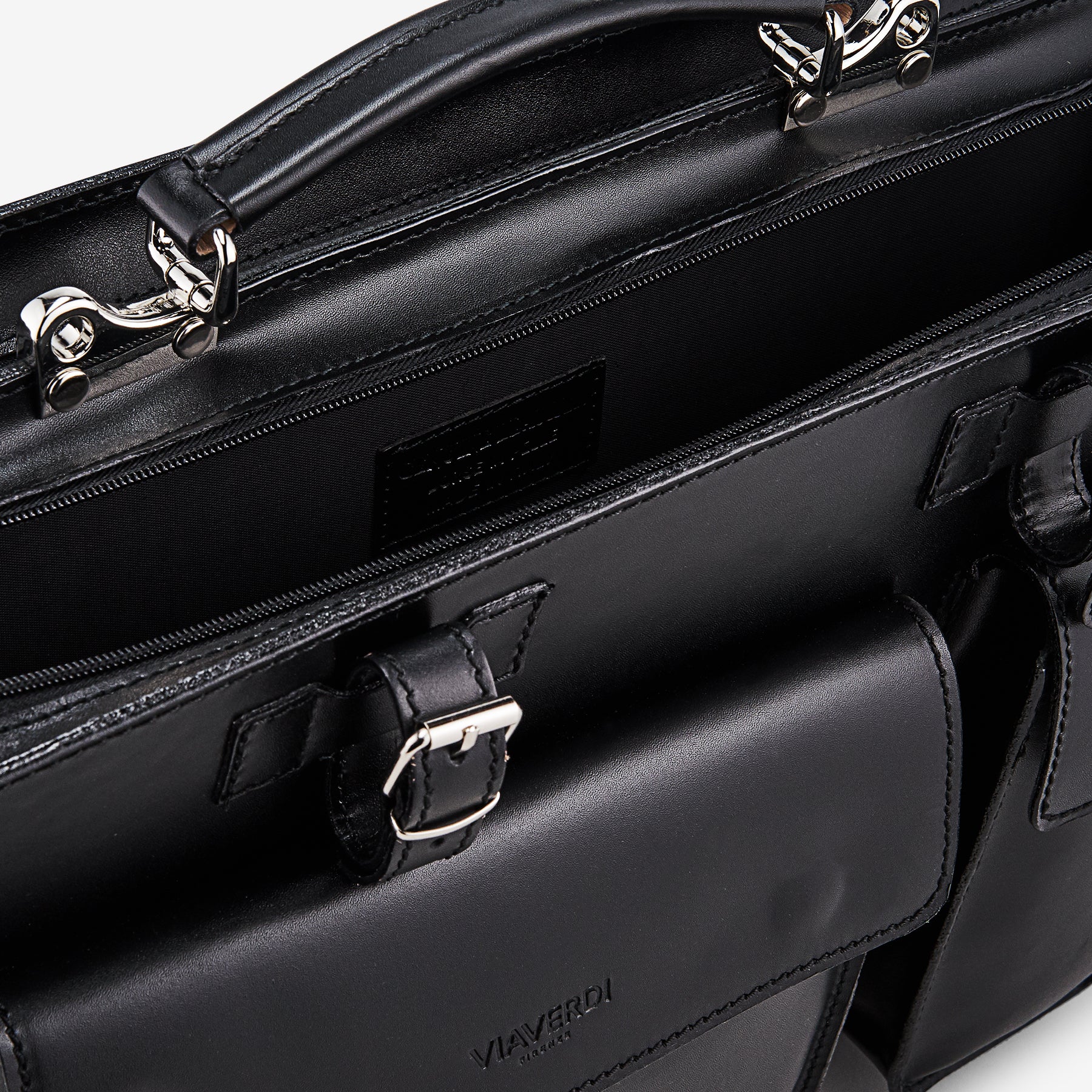 Borsa da Lavoro in Pelle Nera VIAVERDI Made in Italy - Porta Ombrelli e Pc 15.6 - Image 6