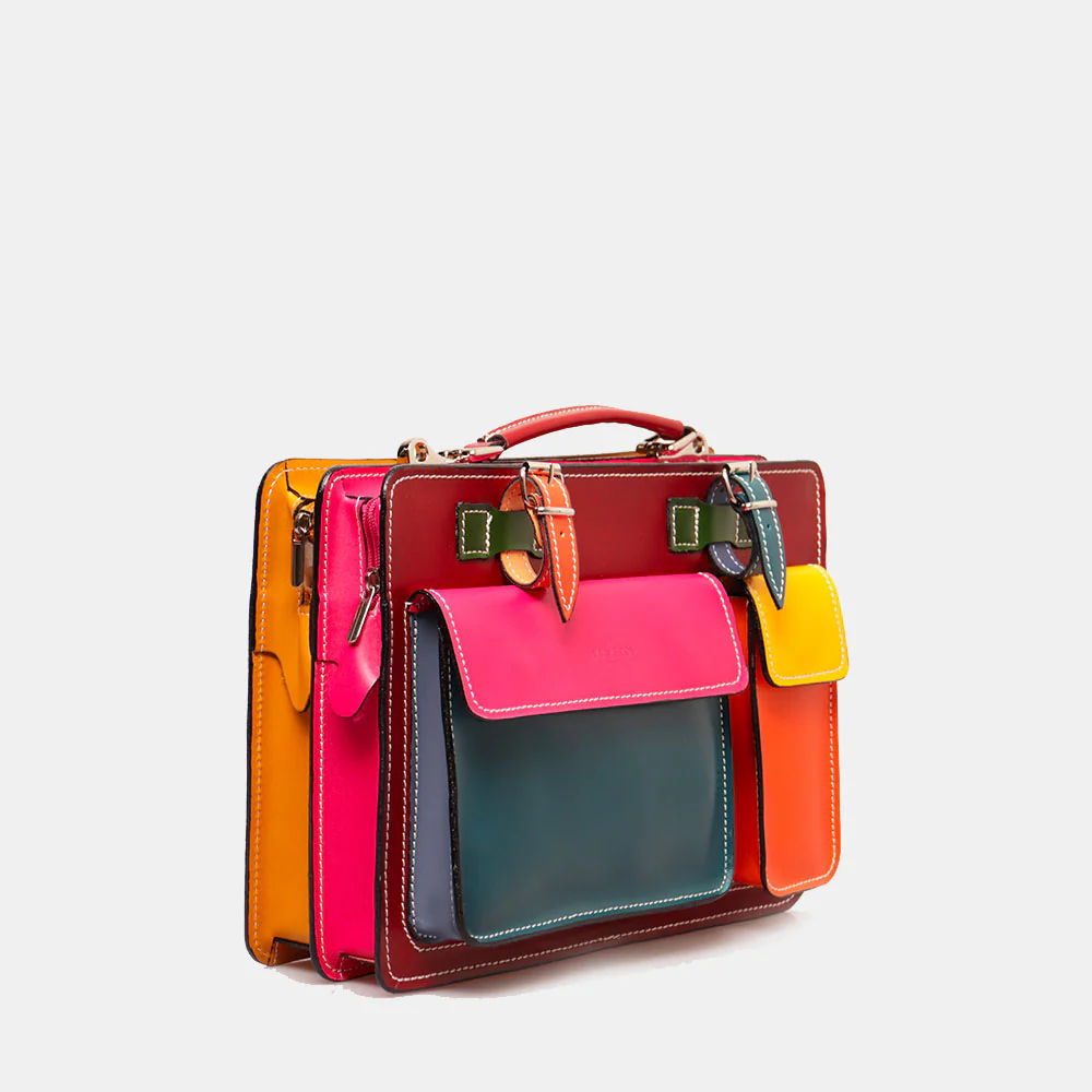 Borsa da Lavoro Piccola in Pelle Multicolor VIAVERDI Made in Italy - Porta Ombrelli e Pc 14pollici - Image 2
