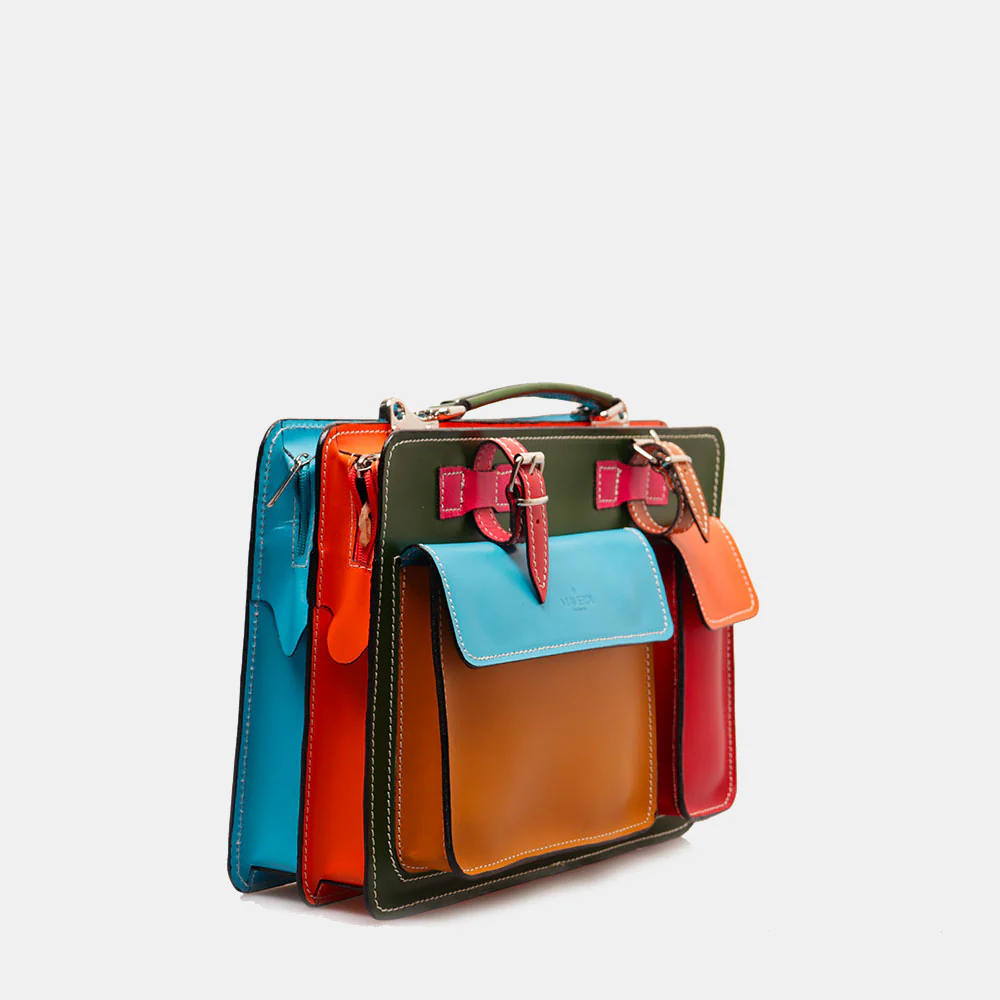 Borsa da Lavoro Piccola in Pelle Multicolor VIAVERDI Made in Italy - Porta Ombrelli e Pc 14pollici - Image 5