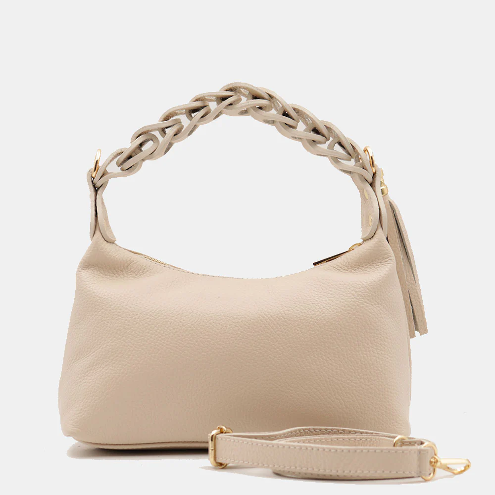 Borsa Donna a Mano con Tracolla VIAVERDI in Pelle Avorio Made in Italy linea Castiglione - Image 7