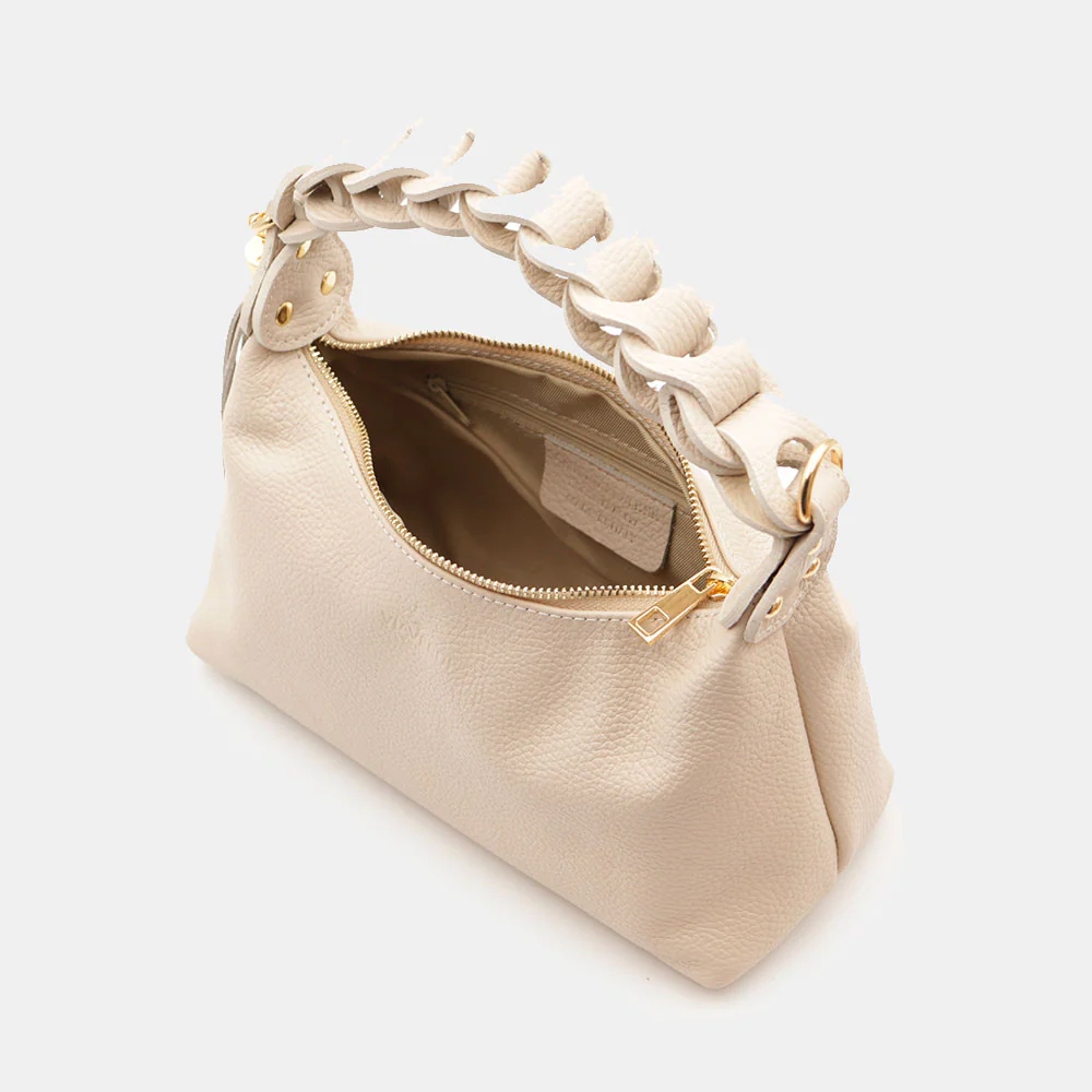 Borsa Donna a Mano con Tracolla VIAVERDI in Pelle Avorio Made in Italy linea Castiglione - Image 9