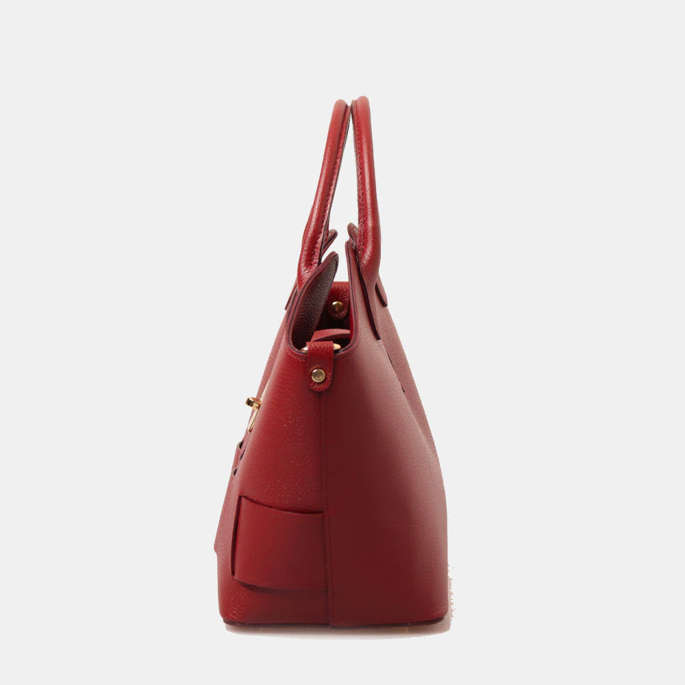Borsa Donna a Mano con Tracolla VIAVERDI in Pelle Bordeaux Made in Italy linea Artimino - Image 4