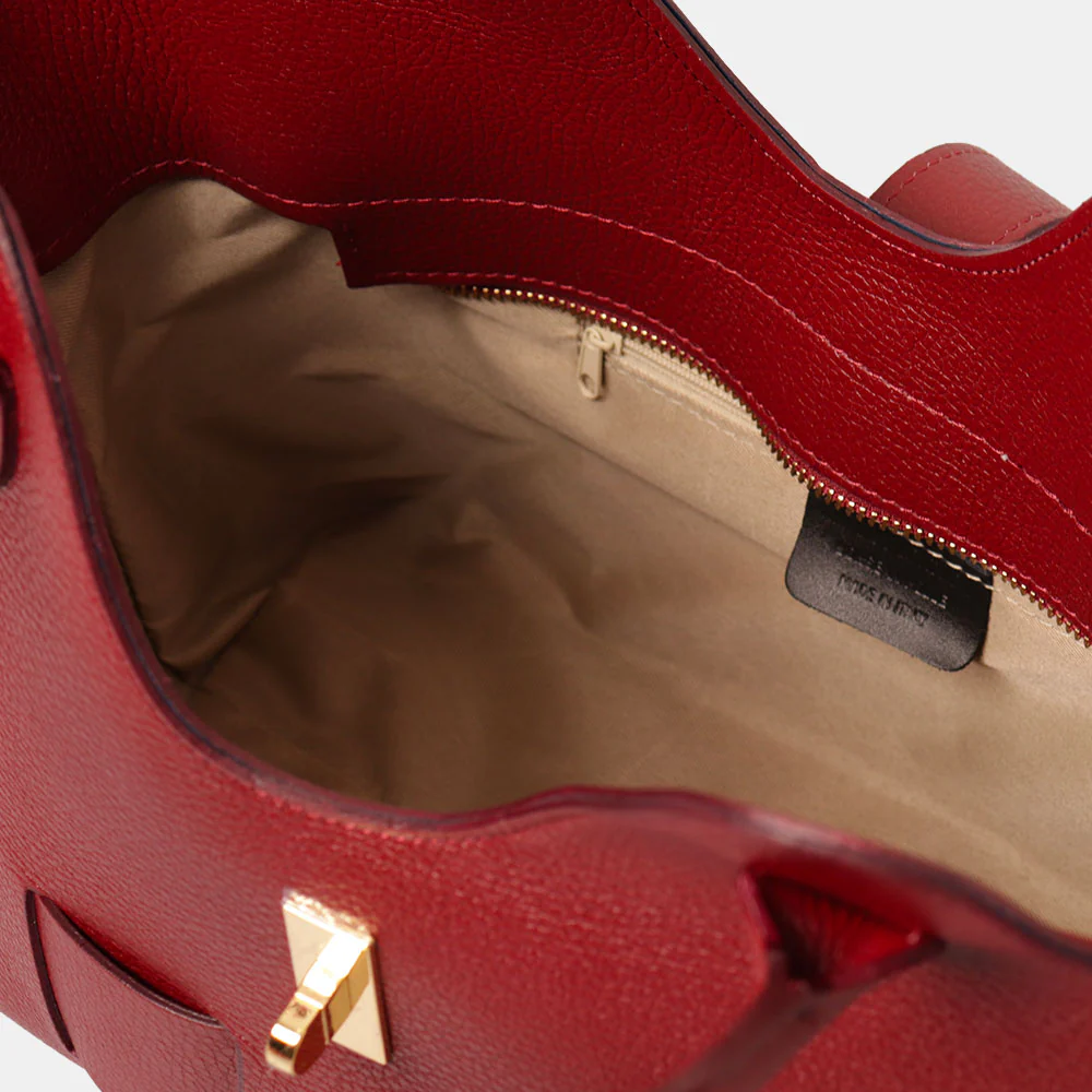 Borsa Donna a Mano con Tracolla VIAVERDI in Pelle Bordeaux Made in Italy linea Artimino - Image 7