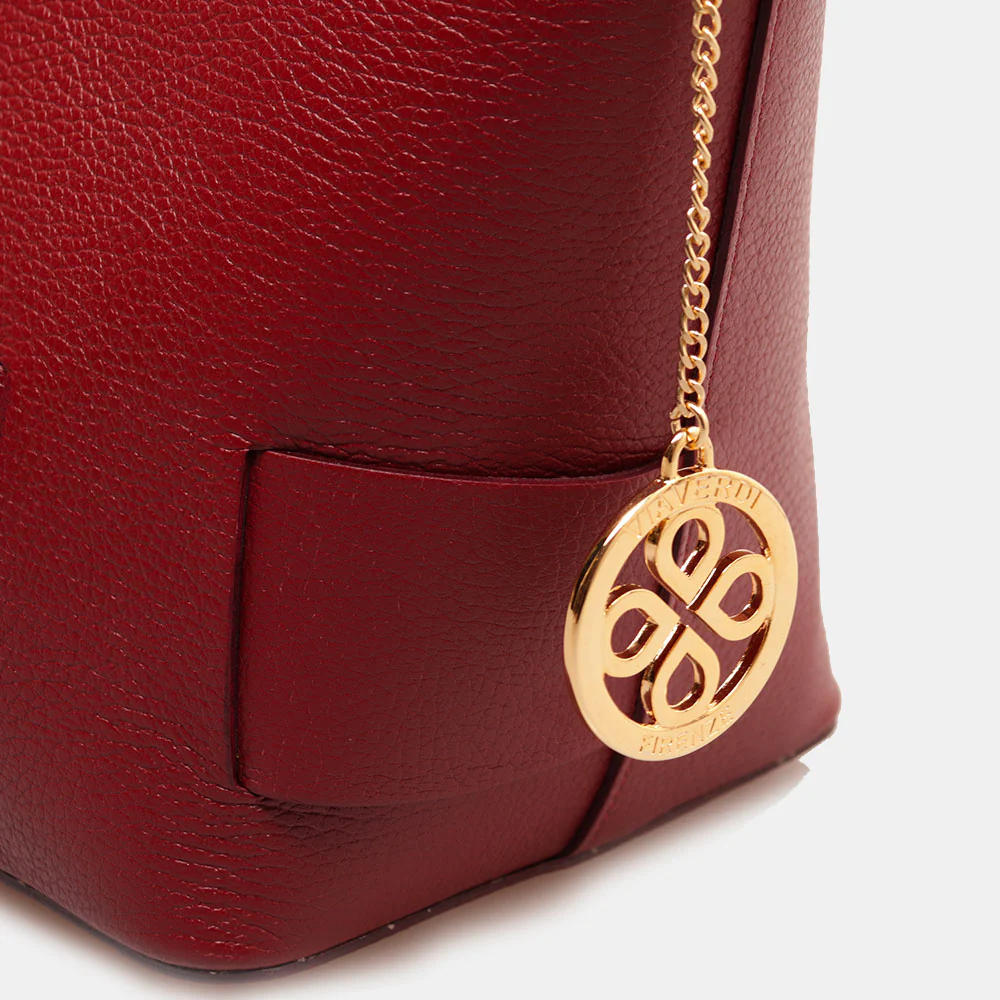 Borsa Donna a Mano con Tracolla VIAVERDI in Pelle Bordeaux Made in Italy linea Artimino - Image 8