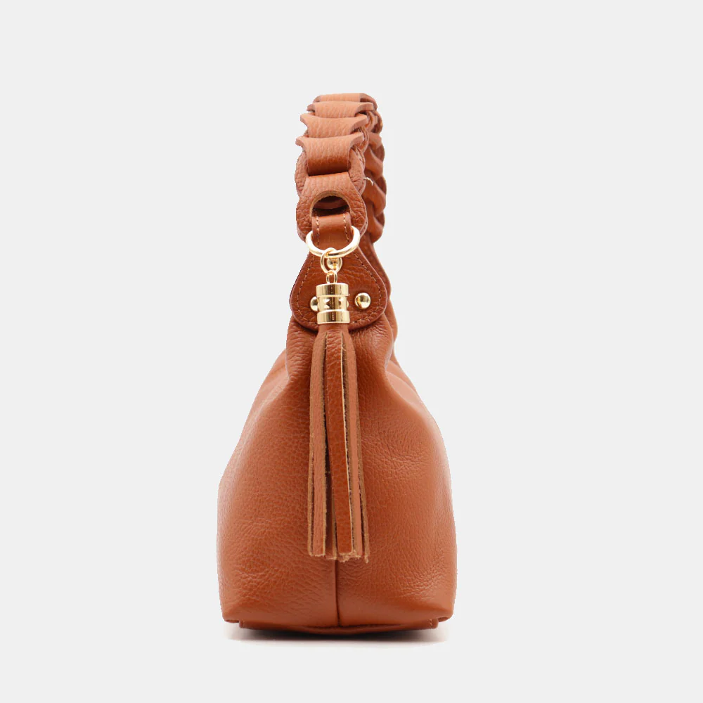Borsa Donna a Mano con Tracolla VIAVERDI in Pelle color Cuoio Made in Italy linea Castiglione - Image 8