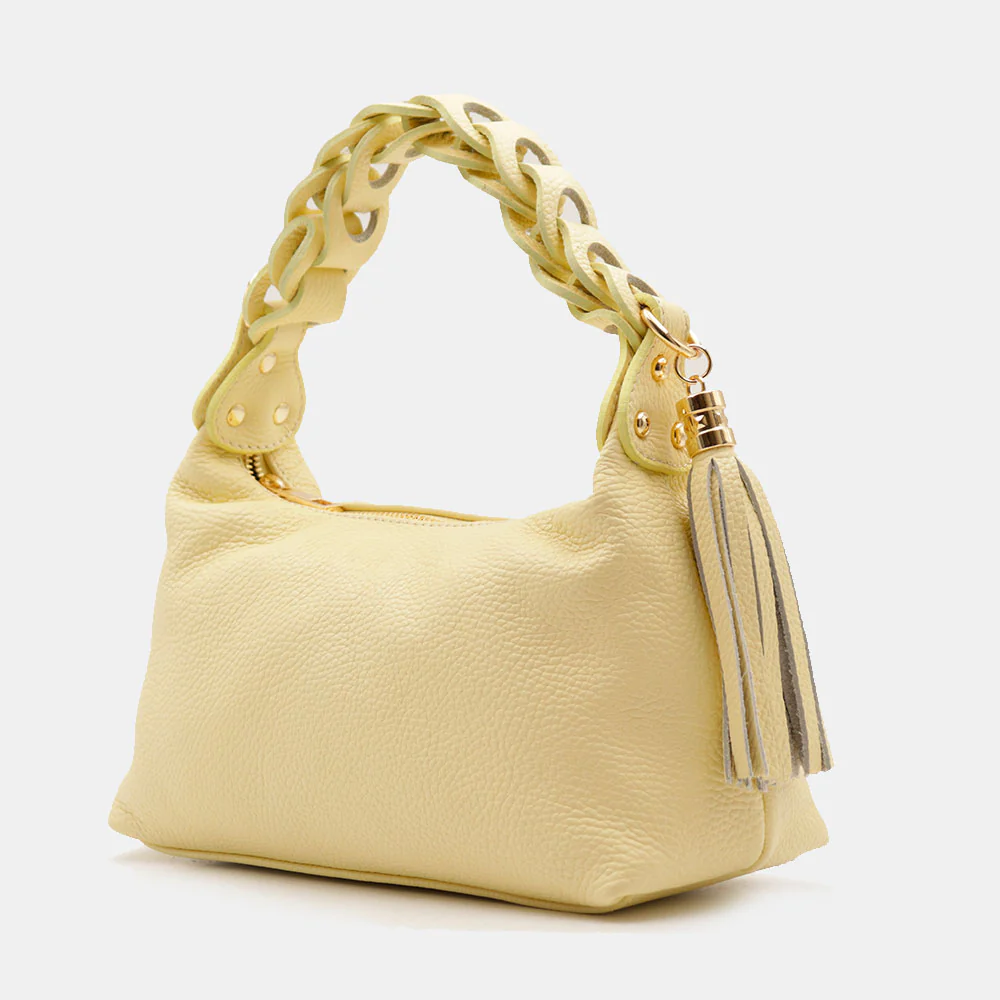 Borsa Donna a Mano con Tracolla VIAVERDI in Pelle Gialla Made in Italy linea Castiglione - Image 3