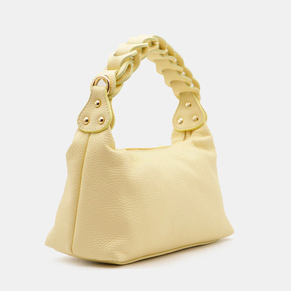 Borsa Donna a Mano con Tracolla VIAVERDI in Pelle Gialla Made in Italy linea Castiglione - Image 5