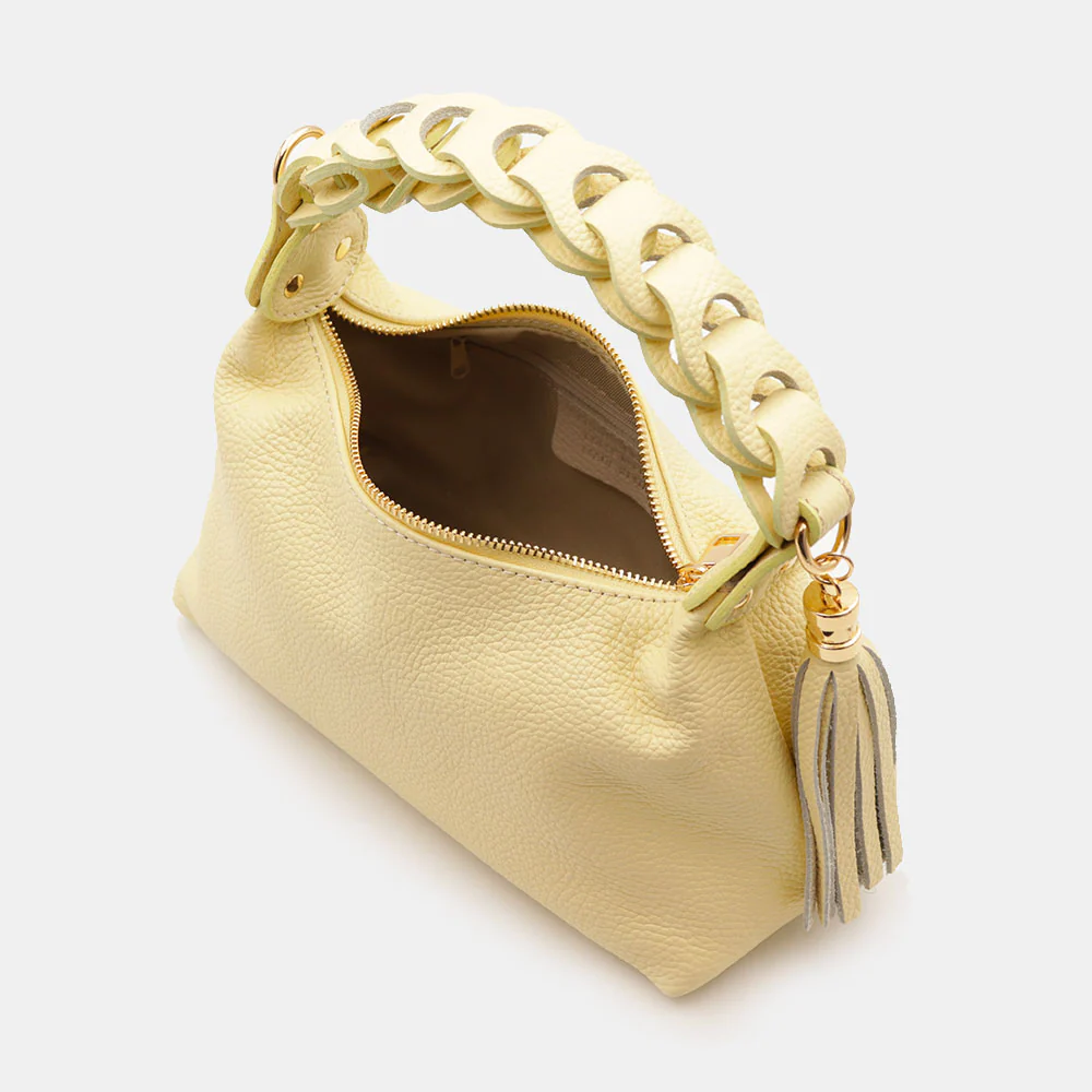 Borsa Donna a Mano con Tracolla VIAVERDI in Pelle Gialla Made in Italy linea Castiglione - Image 7