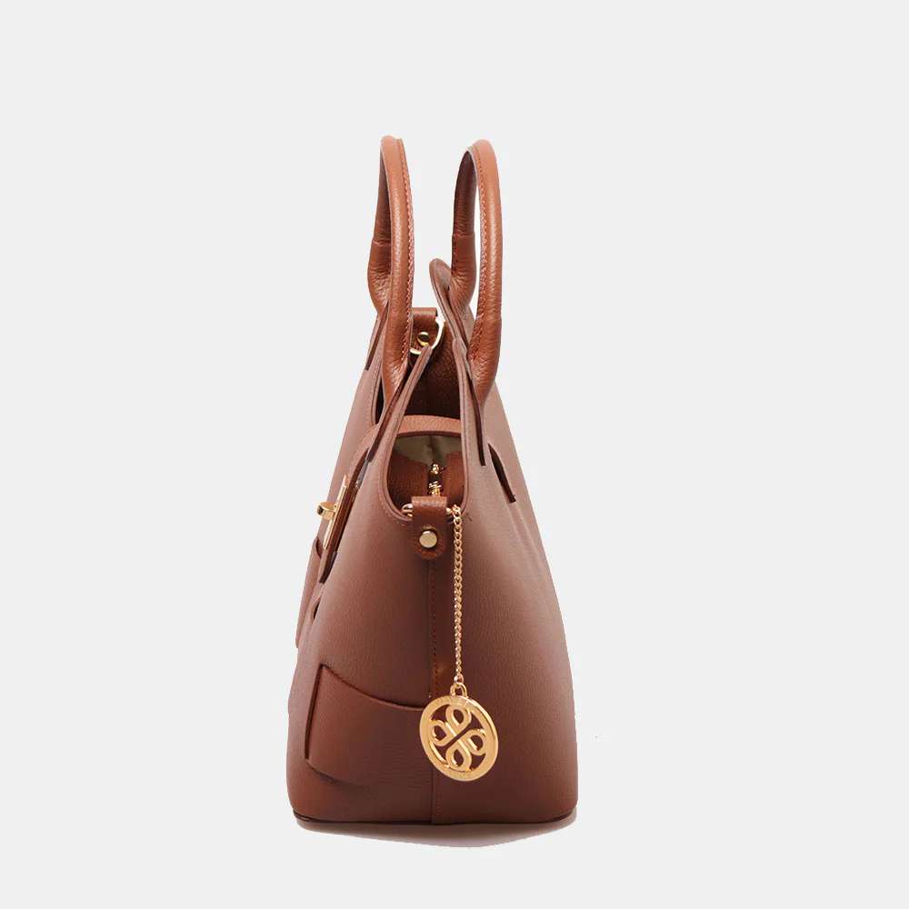 Borsa Donna a Mano con Tracolla VIAVERDI in Pelle Marrone Made in Italy linea Artimino - Image 4