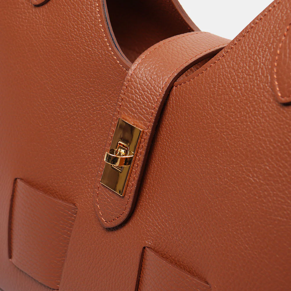 Borsa Donna a Mano con Tracolla VIAVERDI in Pelle Marrone Made in Italy linea Artimino - Image 5