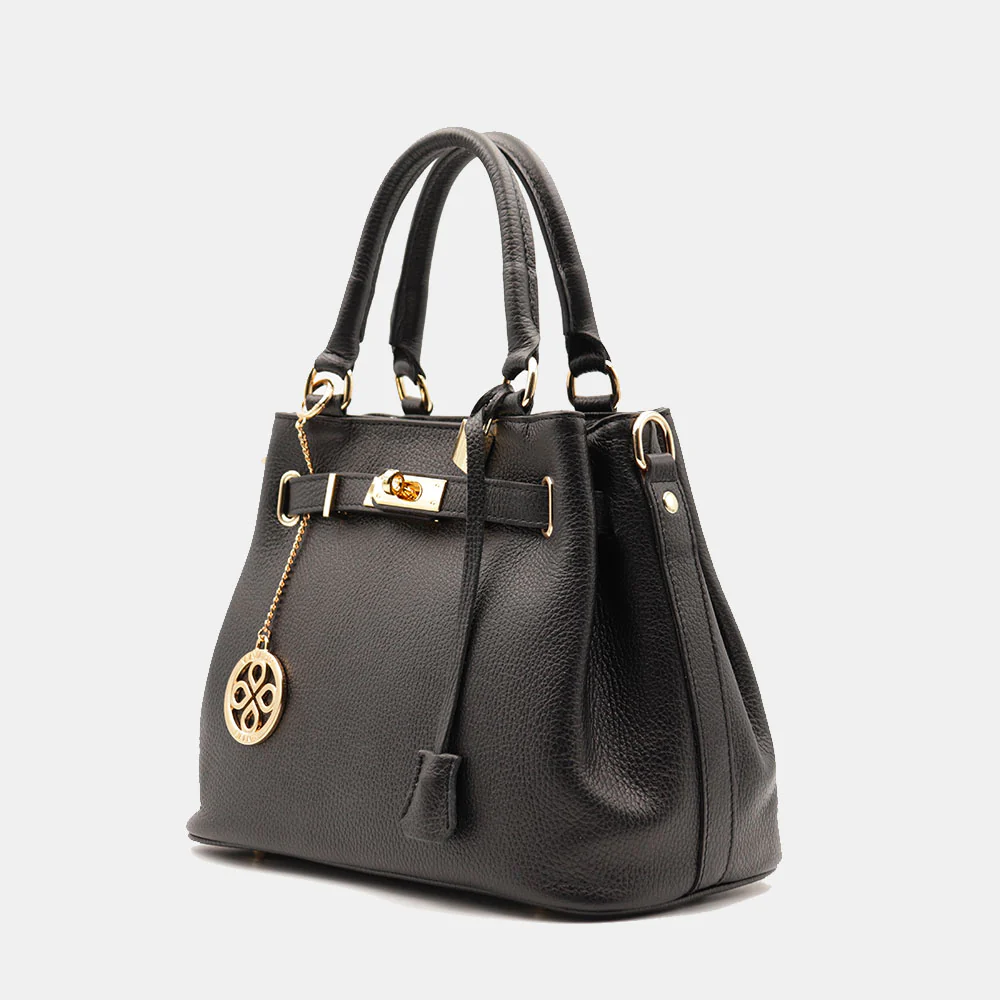 Borsa Donna a Mano VIAVERDI in Pelle Nera Made in Italy linea Artimino - Image 3
