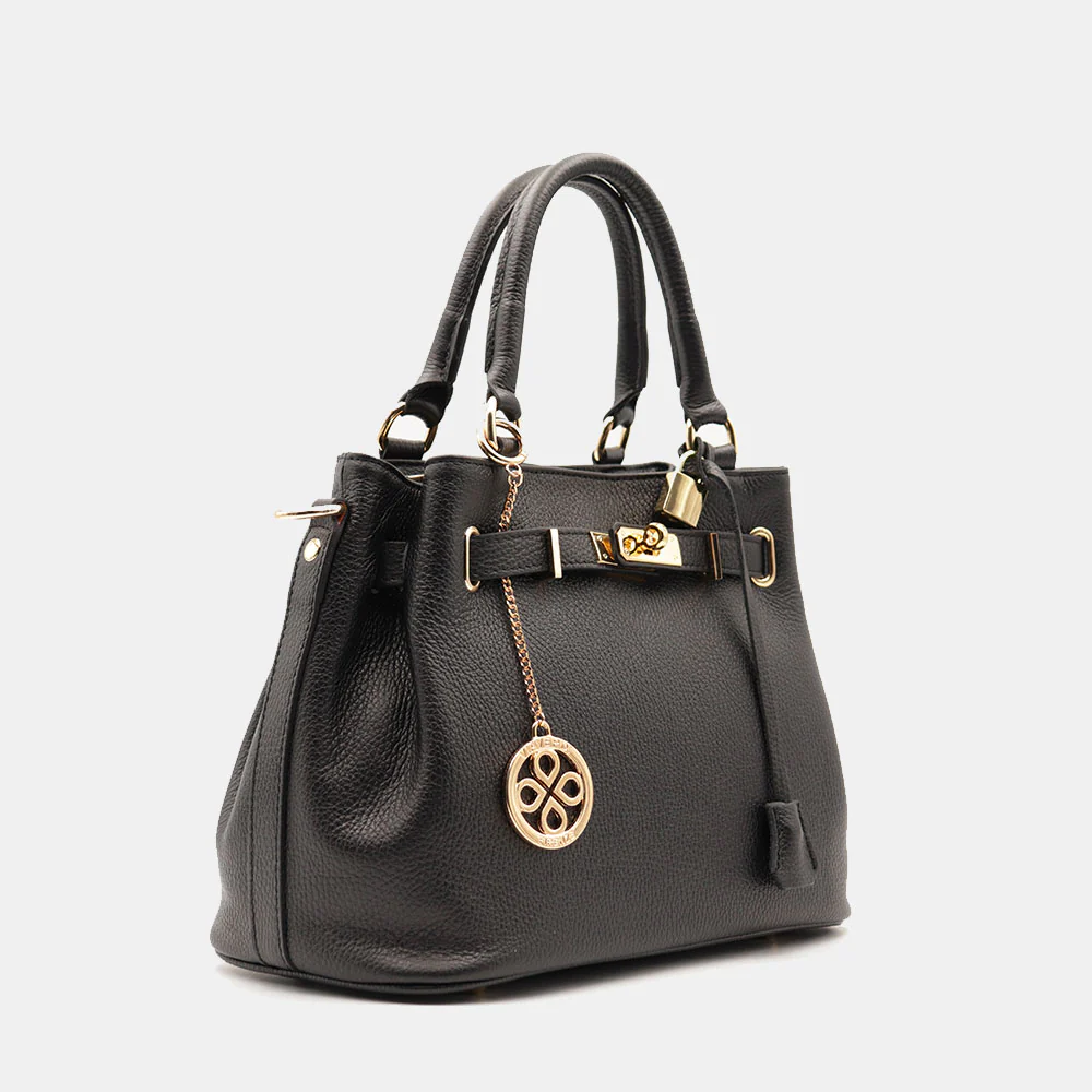 Borsa Donna a Mano VIAVERDI in Pelle Nera Made in Italy linea Artimino - Image 5