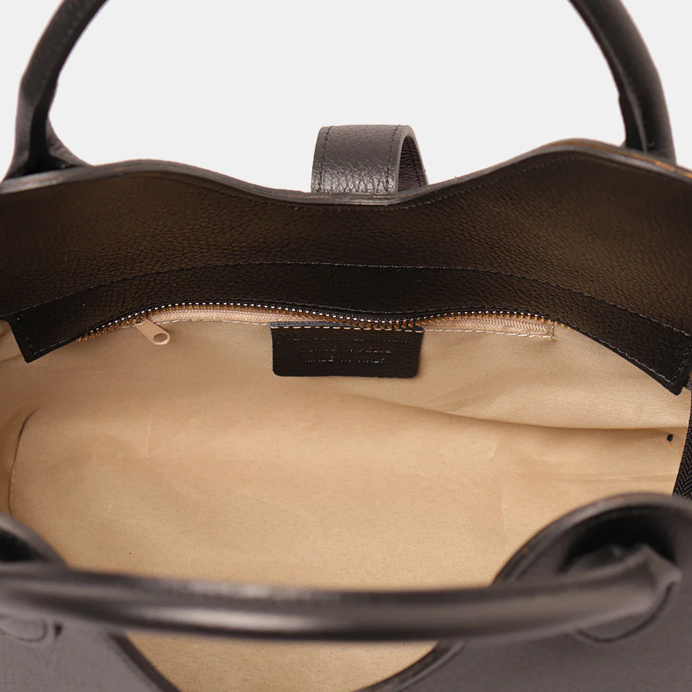 Borsa Donna a Mano con Tracolla VIAVERDI in Pelle Nera Made in Italy linea Artimino - Image 4