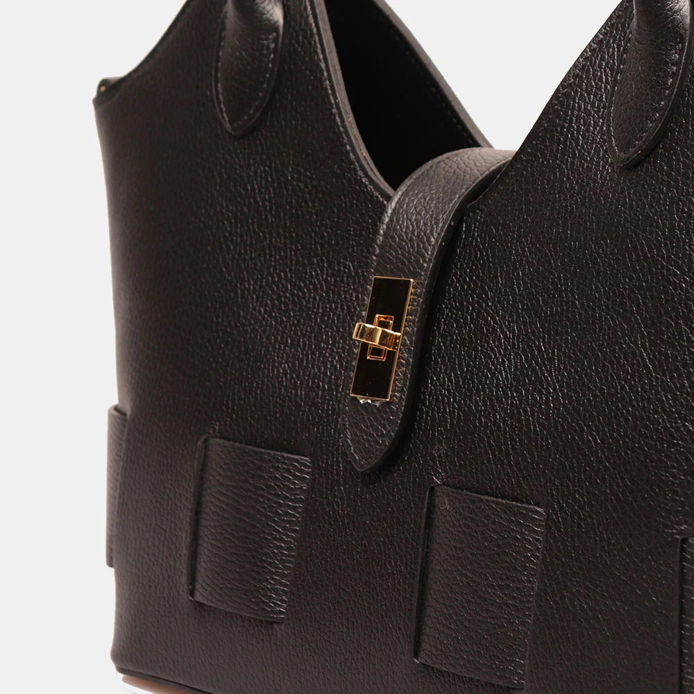 Borsa Donna a Mano con Tracolla VIAVERDI in Pelle Nera Made in Italy linea Artimino - Image 6