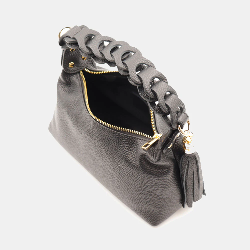 Borsa Donna a Mano con Tracolla VIAVERDI in Pelle Nera Made in Italy linea Castiglione - Image 10