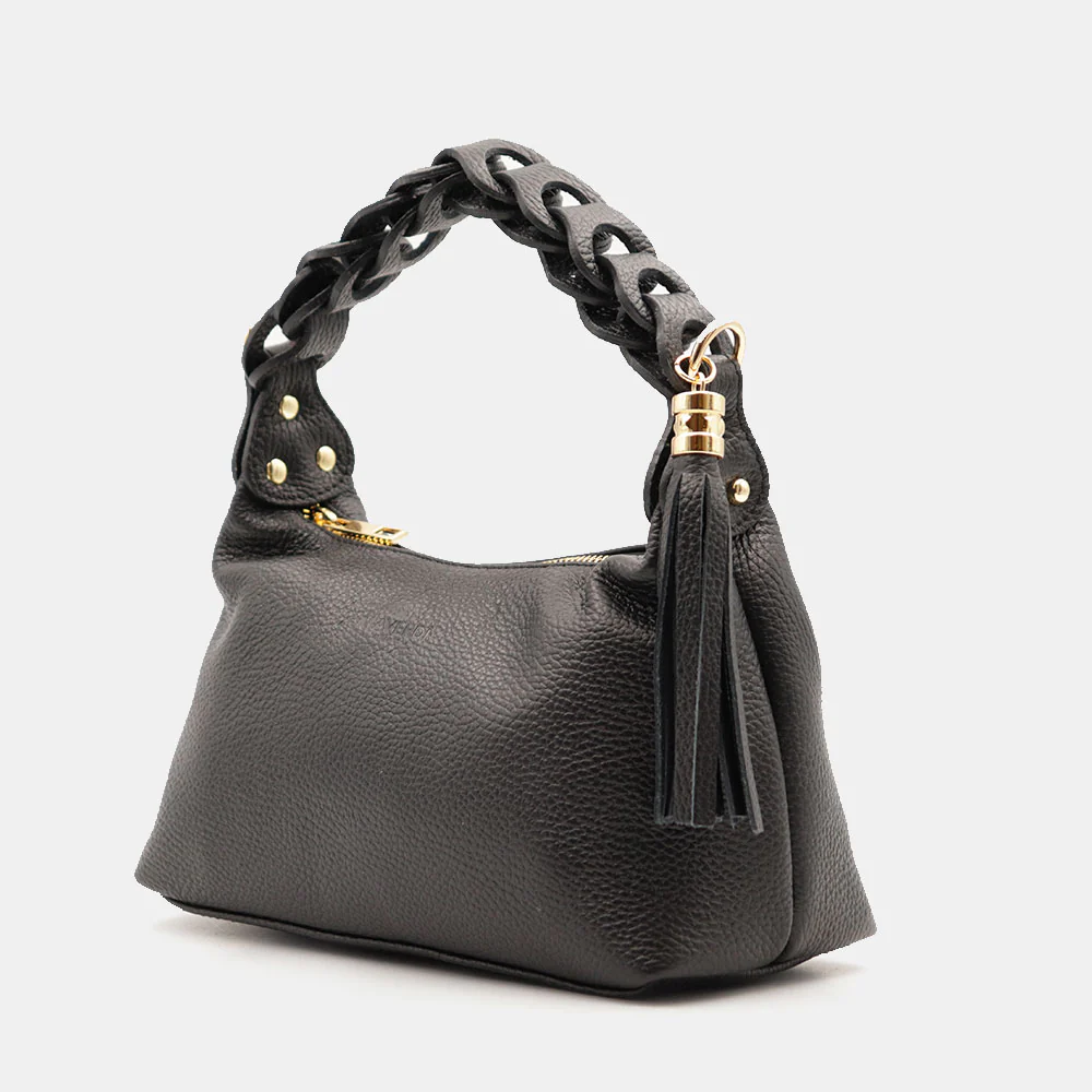 Borsa Donna a Mano con Tracolla VIAVERDI in Pelle Nera Made in Italy linea Castiglione - Image 3