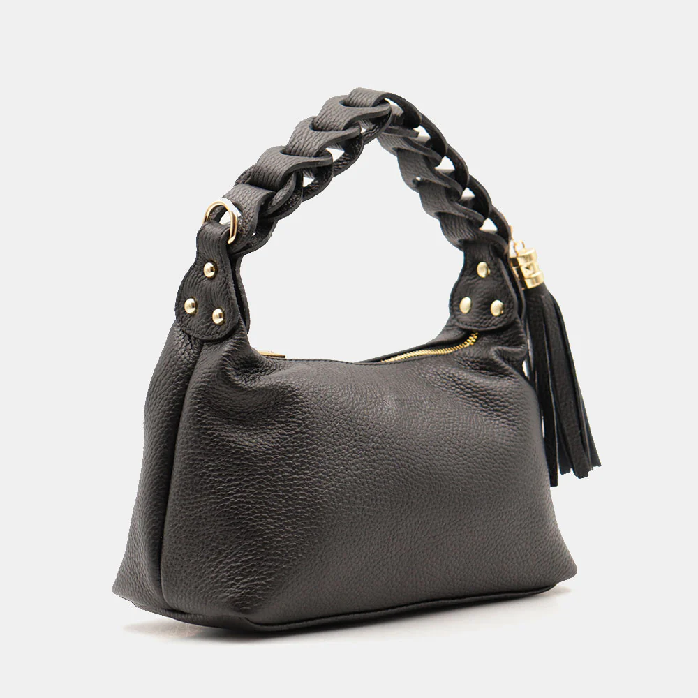 Borsa Donna a Mano con Tracolla VIAVERDI in Pelle Nera Made in Italy linea Castiglione - Image 5