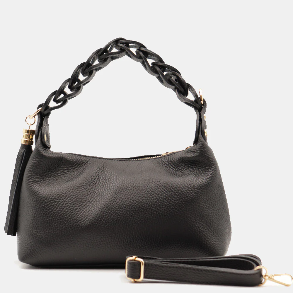 Borsa Donna a Mano con Tracolla VIAVERDI in Pelle Nera Made in Italy linea Castiglione - Image 7
