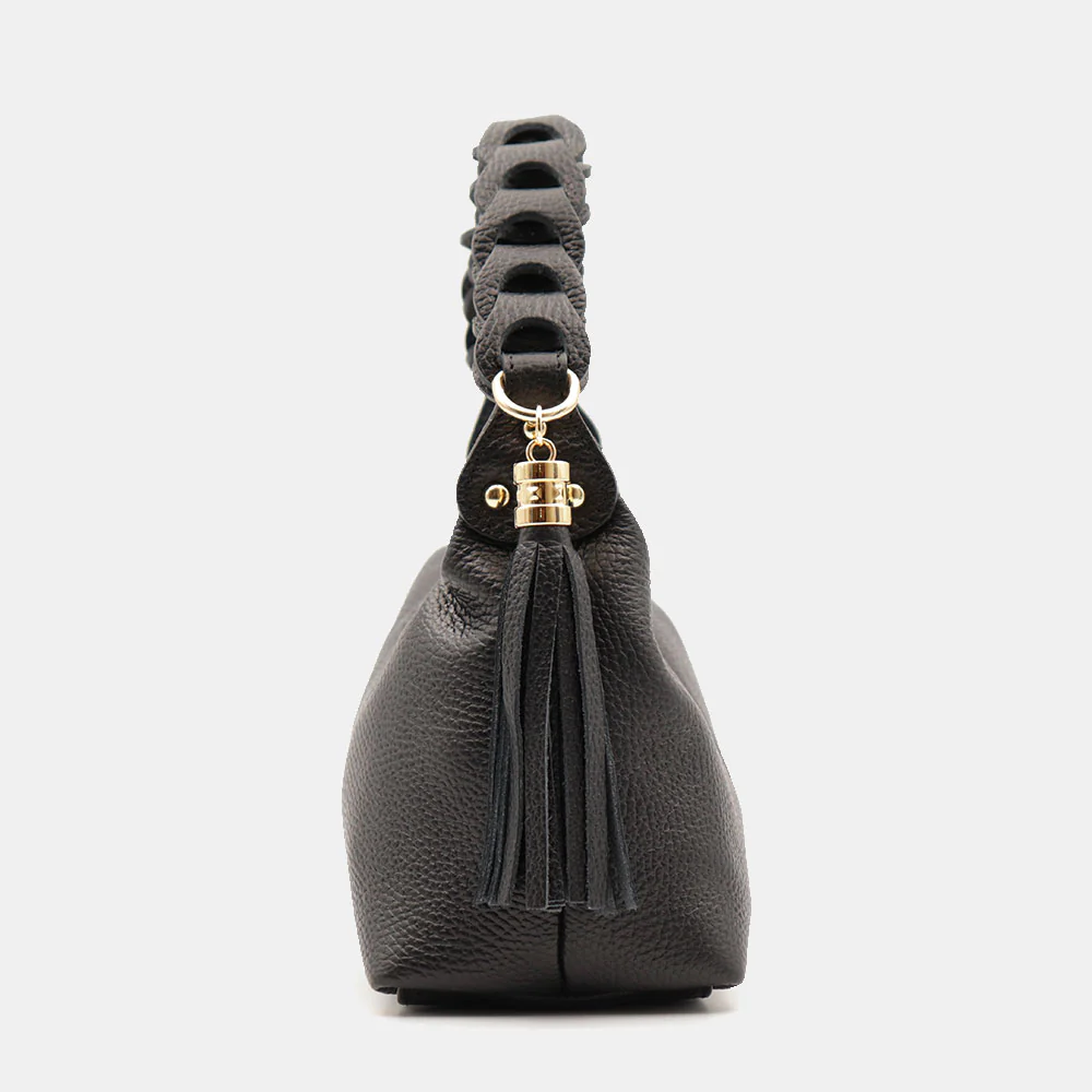 Borsa Donna a Mano con Tracolla VIAVERDI in Pelle Nera Made in Italy linea Castiglione - Image 9