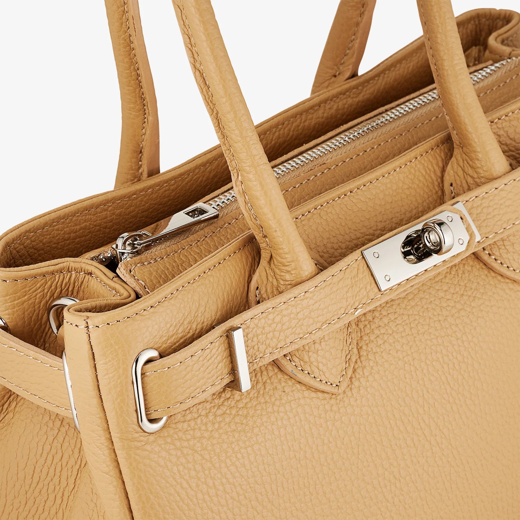 Borsa Donna a Mano con Tracolla VIAVERDI in Pelle Nocciola Made in Italy - Image 4
