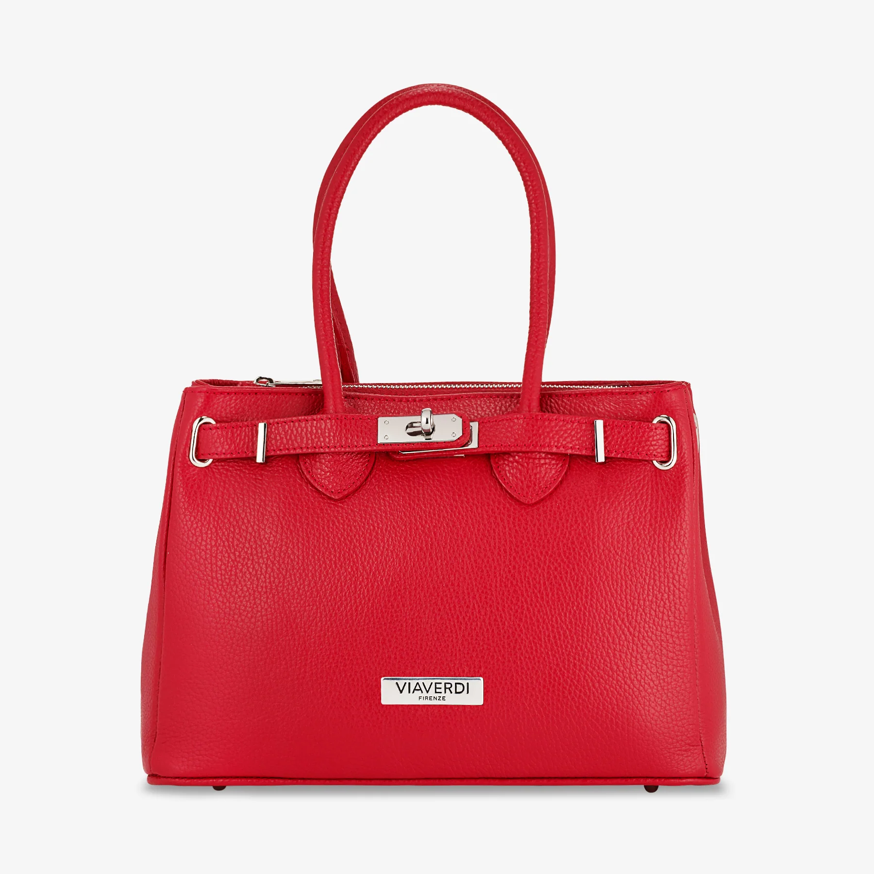 Borsa Donna a Mano con Tracolla VIAVERDI in Pelle Rossa Made in Italy
