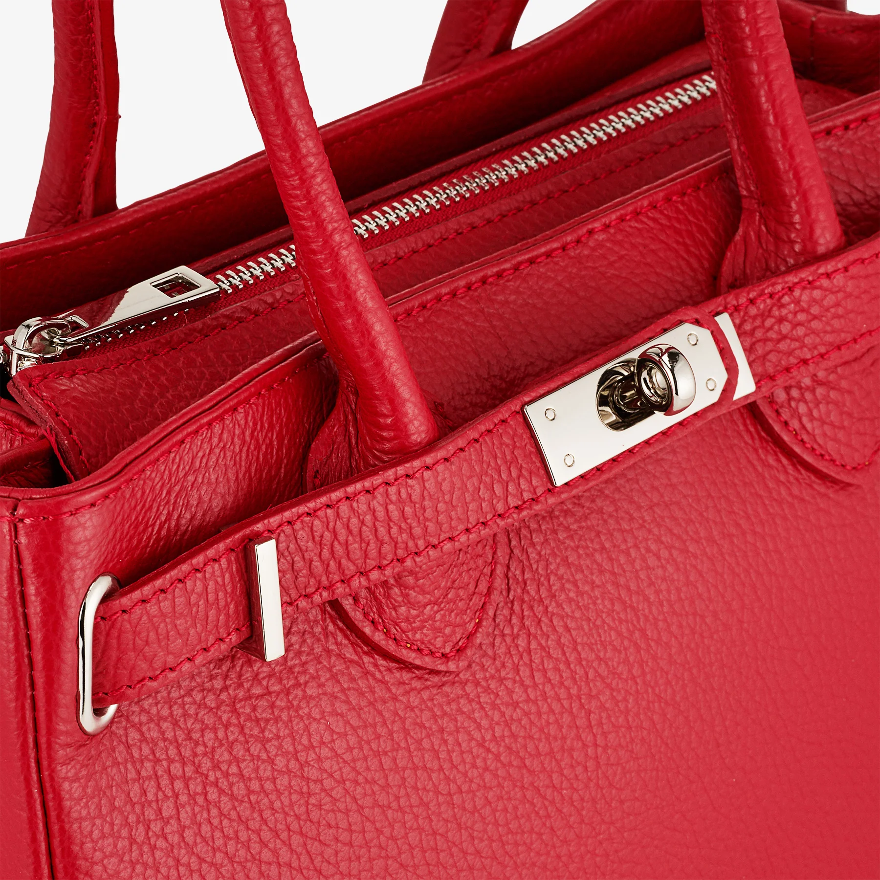 Borsa Donna a Mano con Tracolla VIAVERDI in Pelle Rossa Made in Italy - Image 4