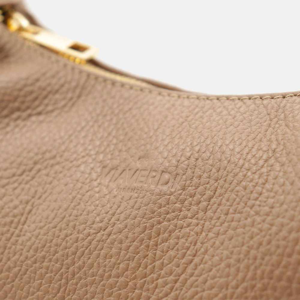 Borsa Donna a Mano con Tracolla VIAVERDI in Pelle Taupe Made in Italy linea Castiglione - Image 10