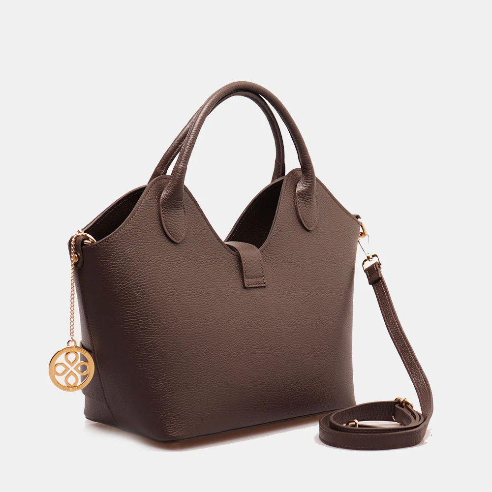 Borsa Donna a Mano con Tracolla VIAVERDI in Pelle Testa Moro Made in Italy linea Artimino - Image 3