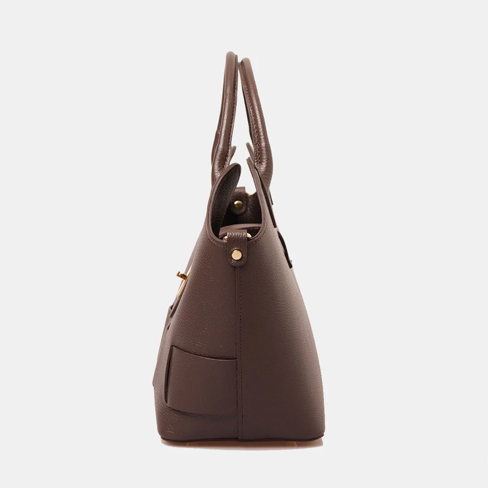 Borsa Donna a Mano con Tracolla VIAVERDI in Pelle Testa Moro Made in Italy linea Artimino - Image 4
