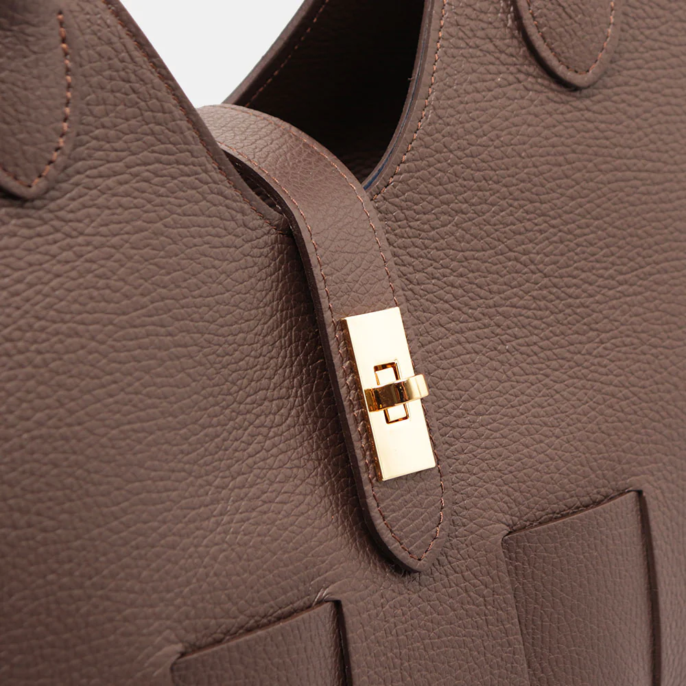 Borsa Donna a Mano con Tracolla VIAVERDI in Pelle Testa Moro Made in Italy linea Artimino - Image 7