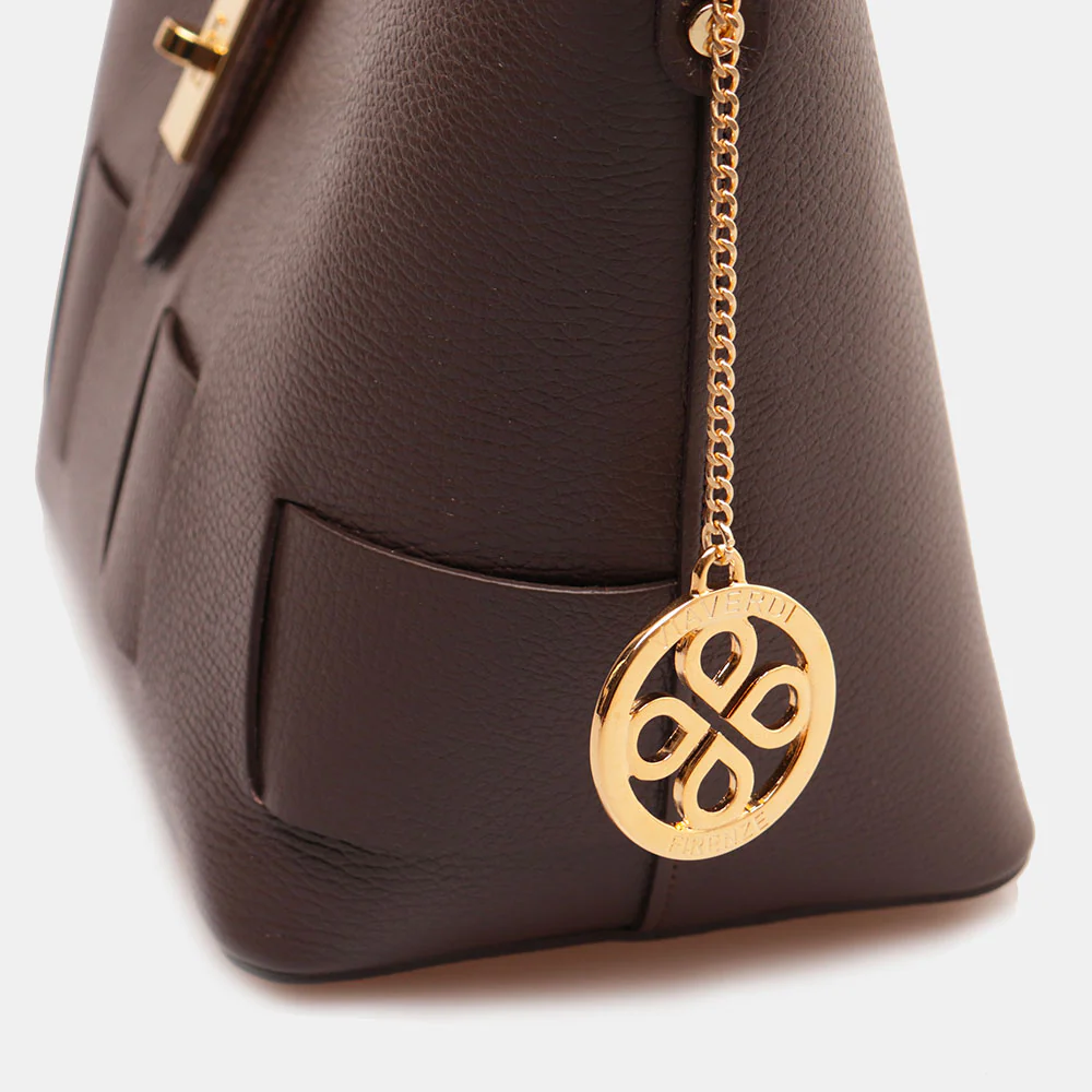 Borsa Donna a Mano con Tracolla VIAVERDI in Pelle Testa Moro Made in Italy linea Artimino - Image 8