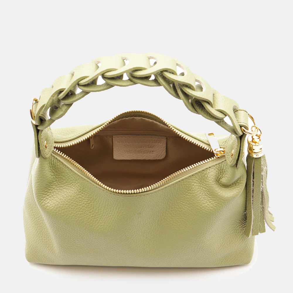 Borsa Donna a Mano con Tracolla VIAVERDI in Pelle Verde Made in Italy linea Castiglione - Image 10