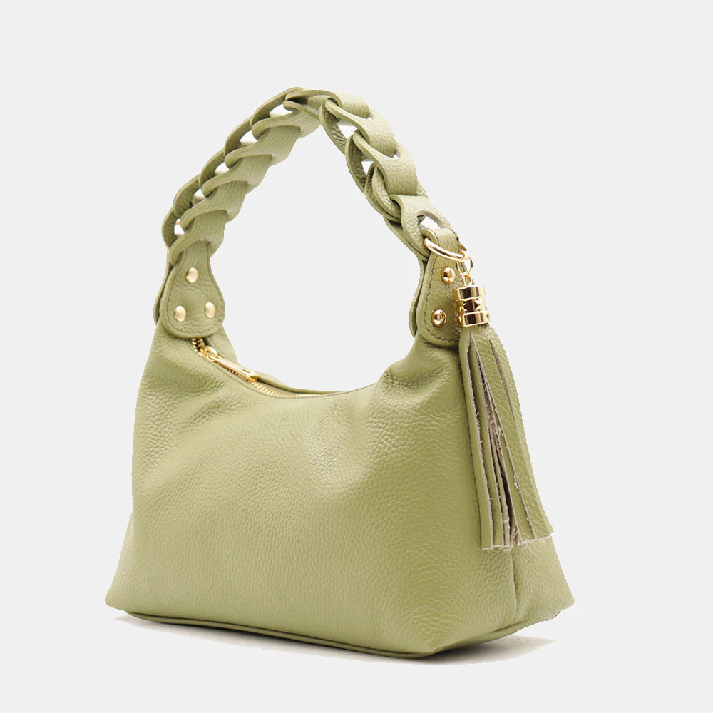 Borsa Donna a Mano con Tracolla VIAVERDI in Pelle Verde Made in Italy linea Castiglione - Image 3
