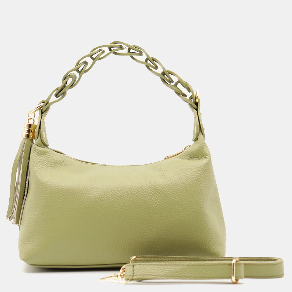 Borsa Donna a Mano con Tracolla VIAVERDI in Pelle Verde Made in Italy linea Castiglione - Image 7