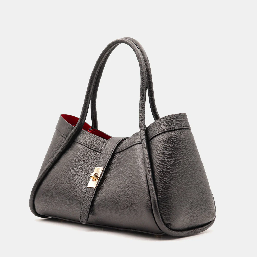Borsa Donna a Mano VIAVERDI in Pelle Nera Made in Italy linea Cortona - Image 3
