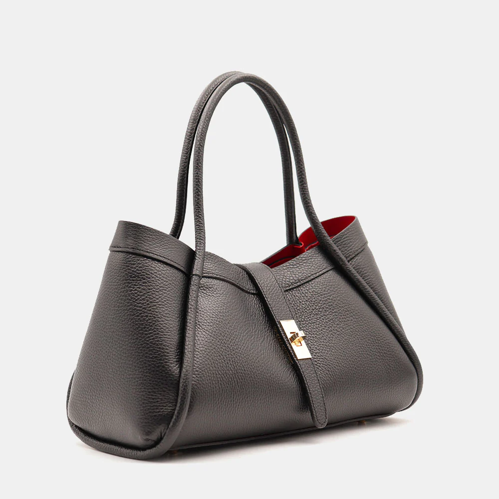 Borsa Donna a Mano VIAVERDI in Pelle Nera Made in Italy linea Cortona - Image 4