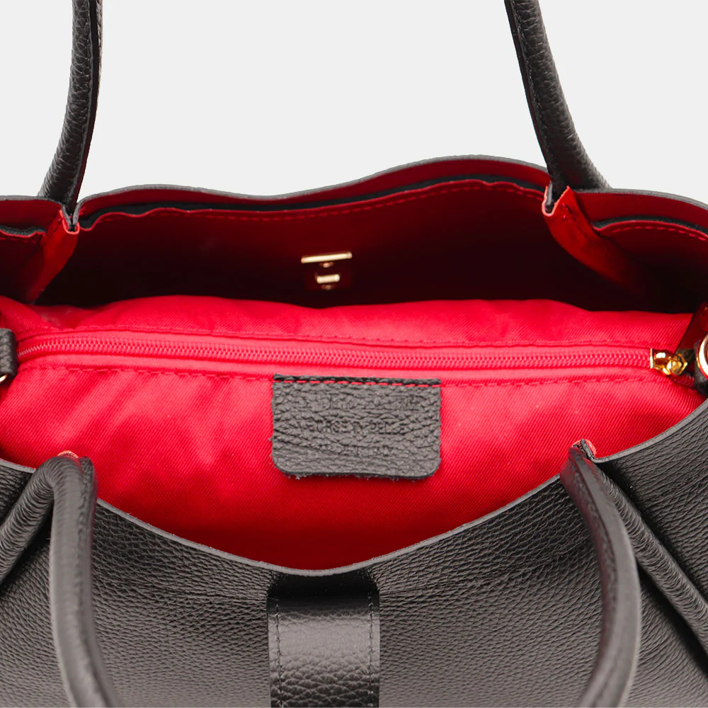 Borsa Donna a Mano VIAVERDI in Pelle Nera Made in Italy linea Cortona - Image 9