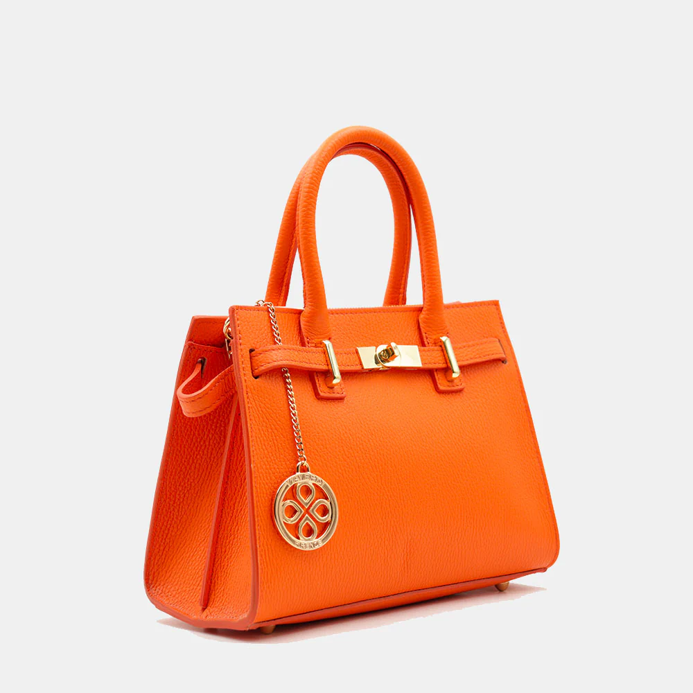 Borsa Donna a Mano VIAVERDI in Pelle Arancione Made in Italy linea Artimino - Image 4