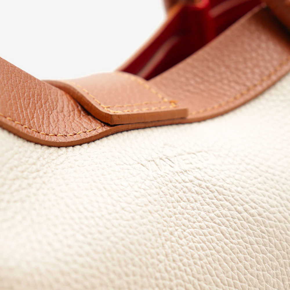 Borsa Donna a Mano VIAVERDI in Pelle Beige e Cuoio Made in Italy linea Cortona - Image 10