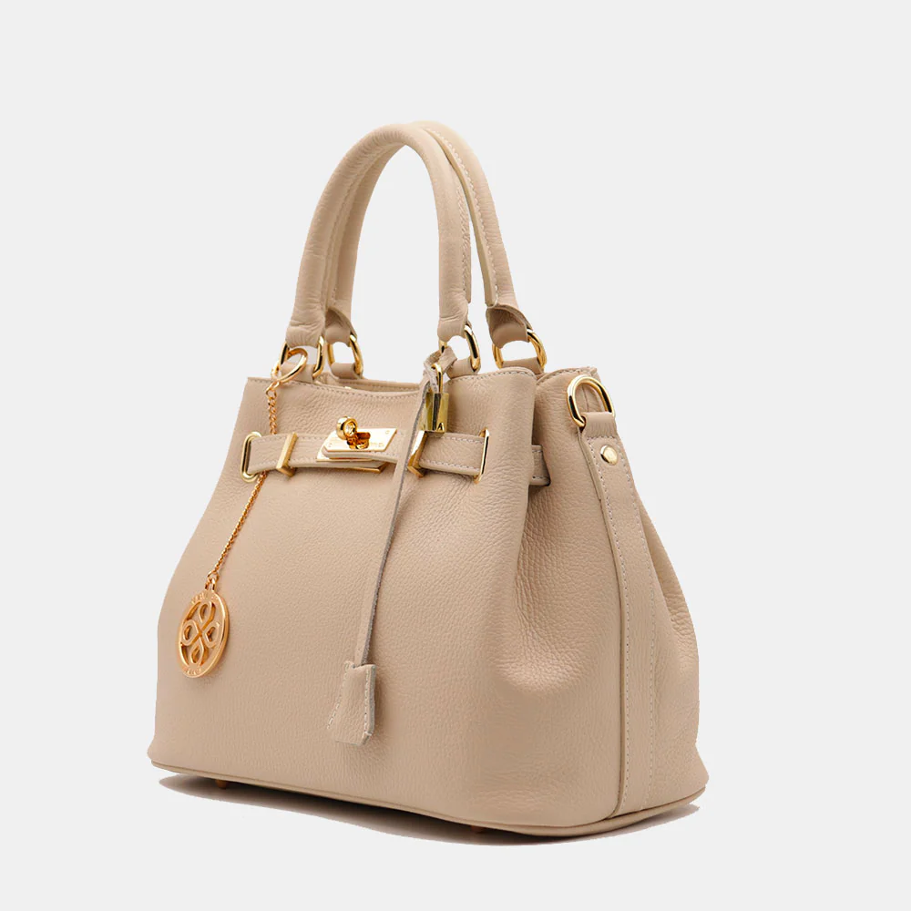 Borsa Donna a Mano VIAVERDI in Pelle Beige Made in Italy linea Artimino - Image 3