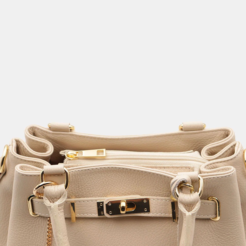 Borsa Donna a Mano VIAVERDI in Pelle Beige Made in Italy linea Artimino - Image 8