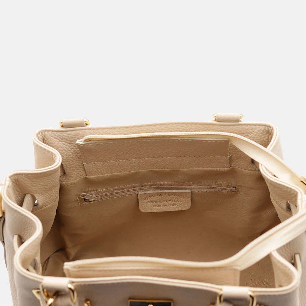 Borsa Donna a Mano VIAVERDI in Pelle Beige Made in Italy linea Artimino - Image 9