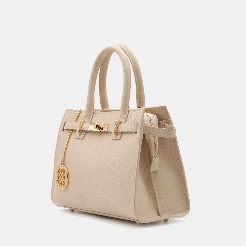 Borsa Donna a Mano VIAVERDI in Pelle Beige Made in Italy linea Artimino - Image 3