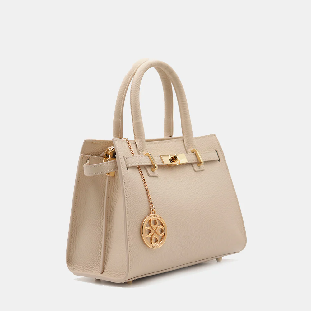 Borsa Donna a Mano VIAVERDI in Pelle Beige Made in Italy linea Artimino - Image 4