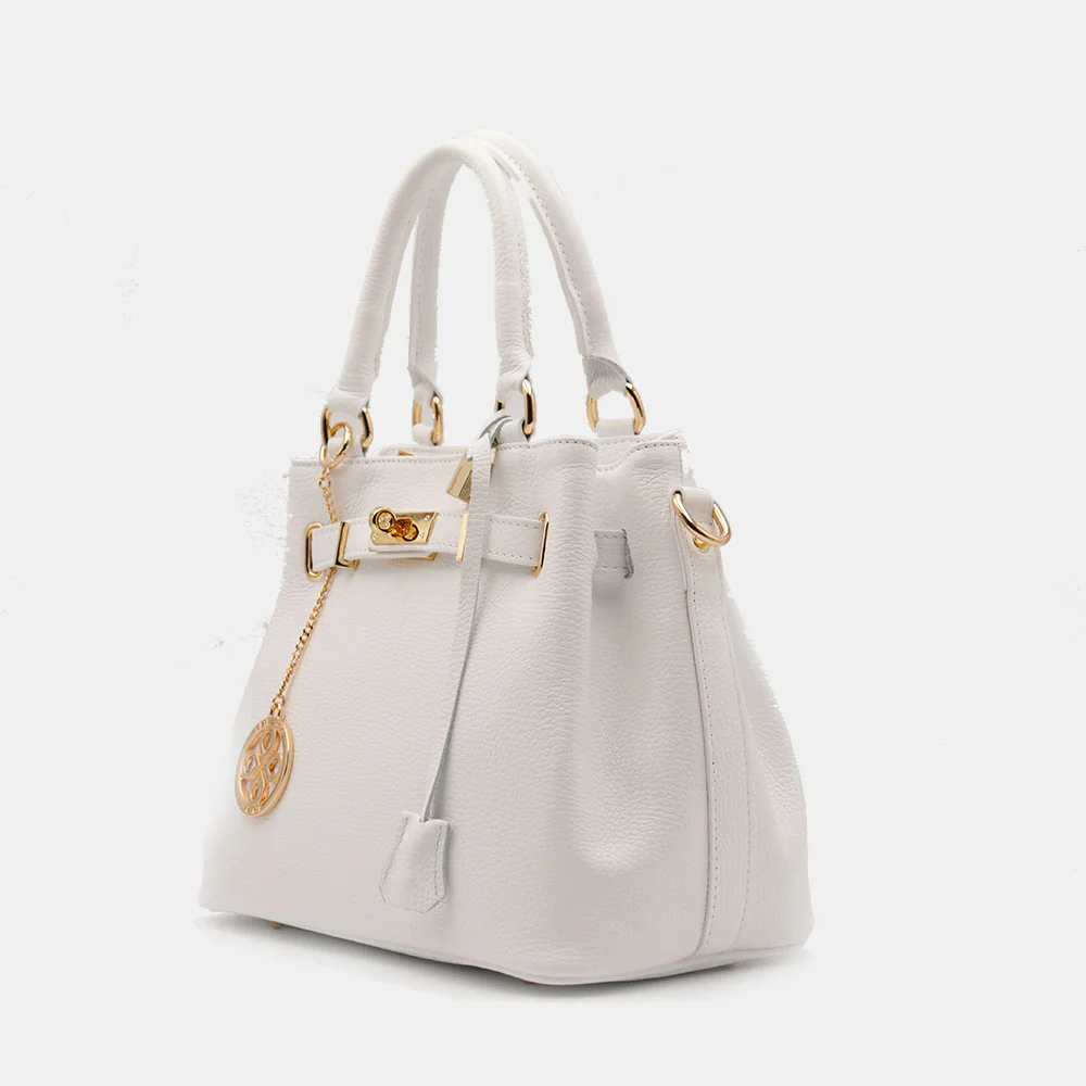 Borsa Donna a Mano VIAVERDI in Pelle Bianca Made in Italy linea Artimino - Image 3