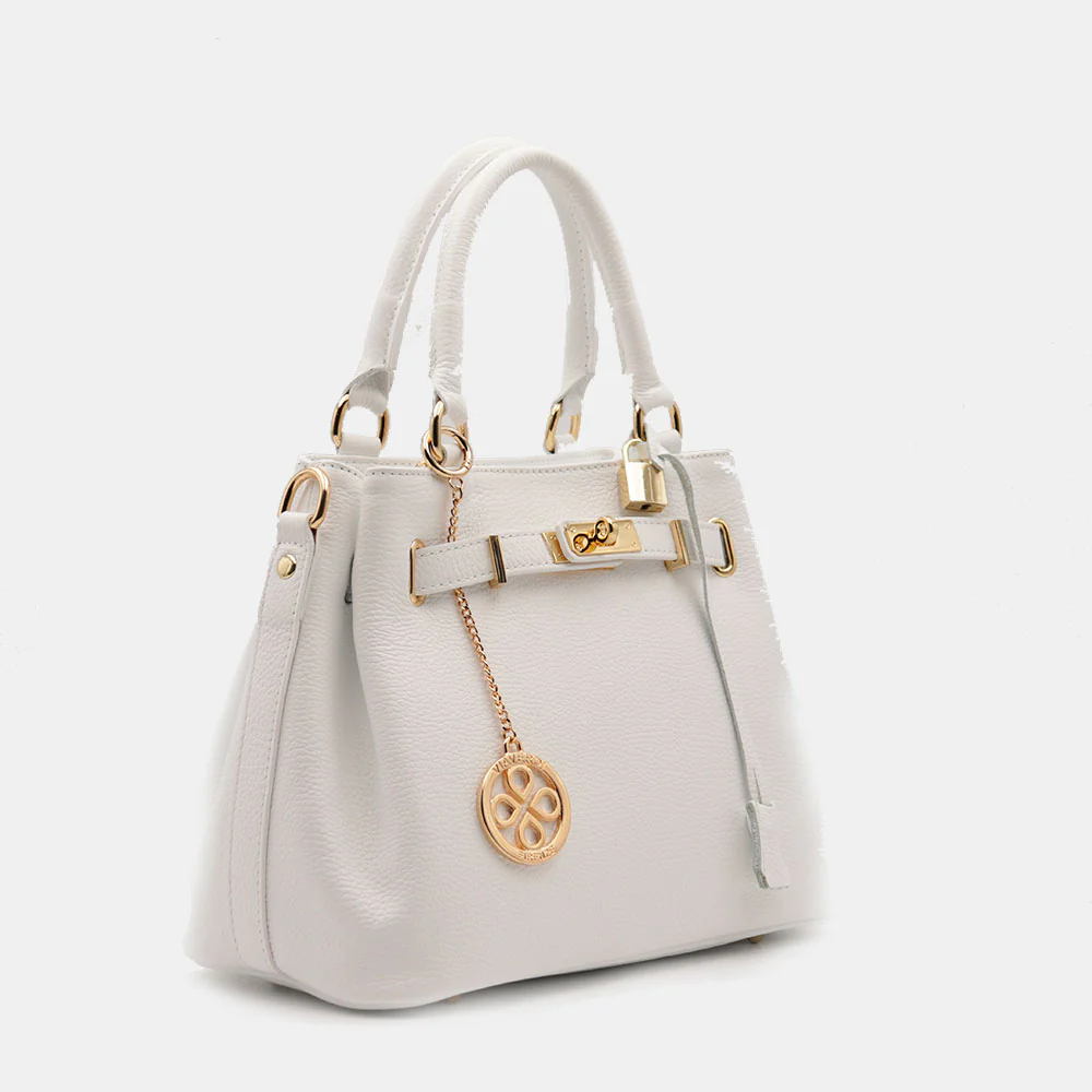 Borsa Donna a Mano VIAVERDI in Pelle Bianca Made in Italy linea Artimino - Image 4