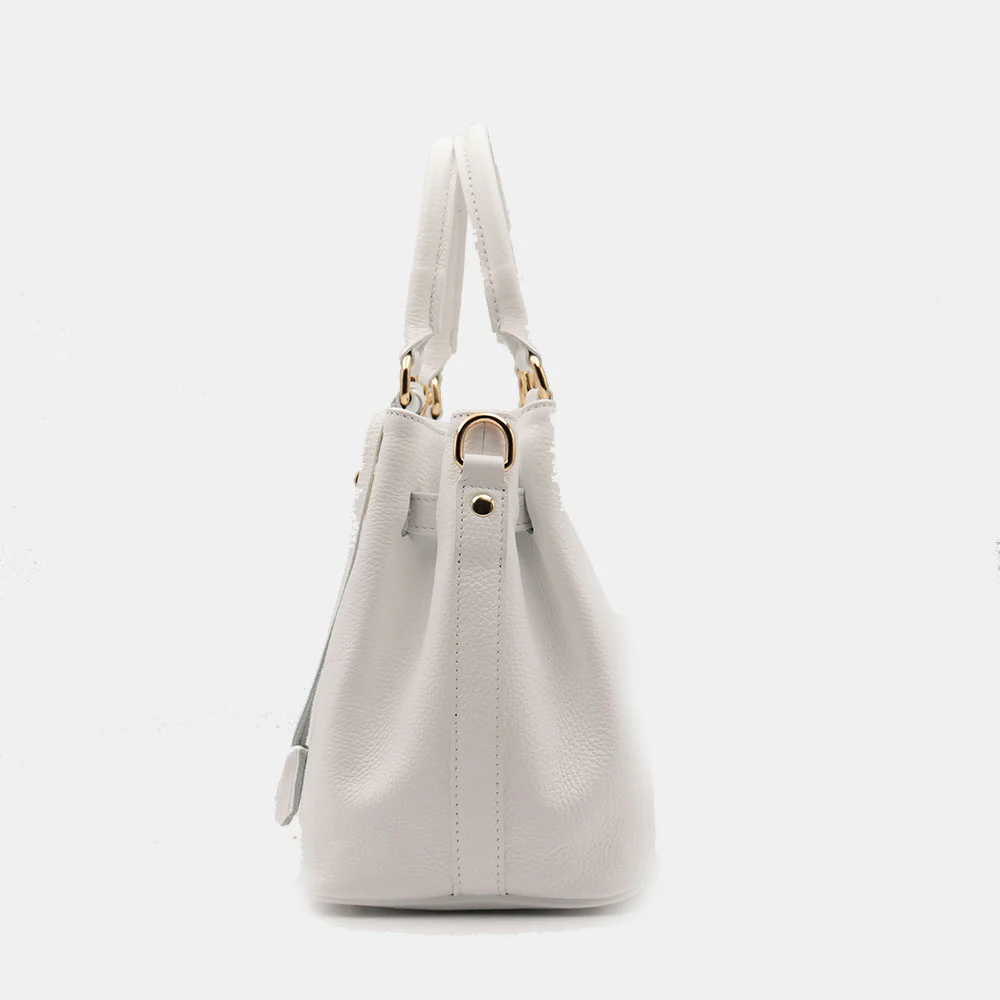 Borsa Donna a Mano VIAVERDI in Pelle Bianca Made in Italy linea Artimino - Image 6
