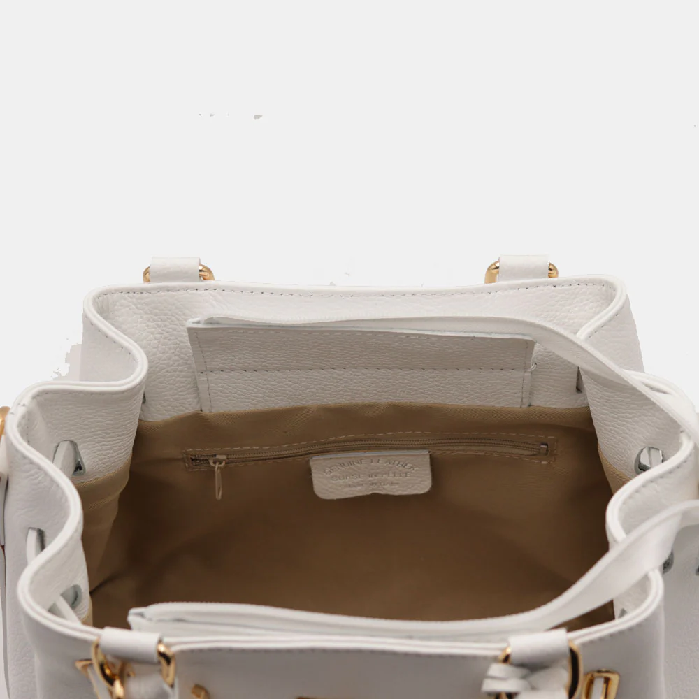 Borsa Donna a Mano VIAVERDI in Pelle Bianca Made in Italy linea Artimino - Image 8